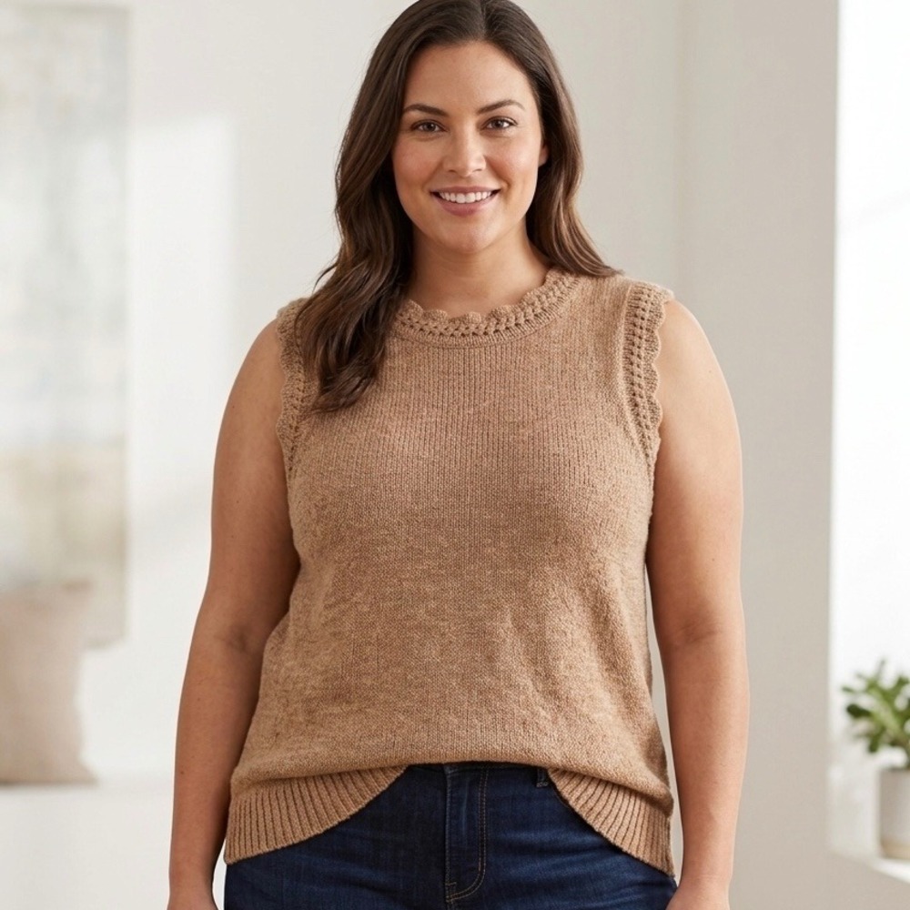J.Crew Factory Womens Slub Cotton Blend Sweater Tank Brown Size Large NEW